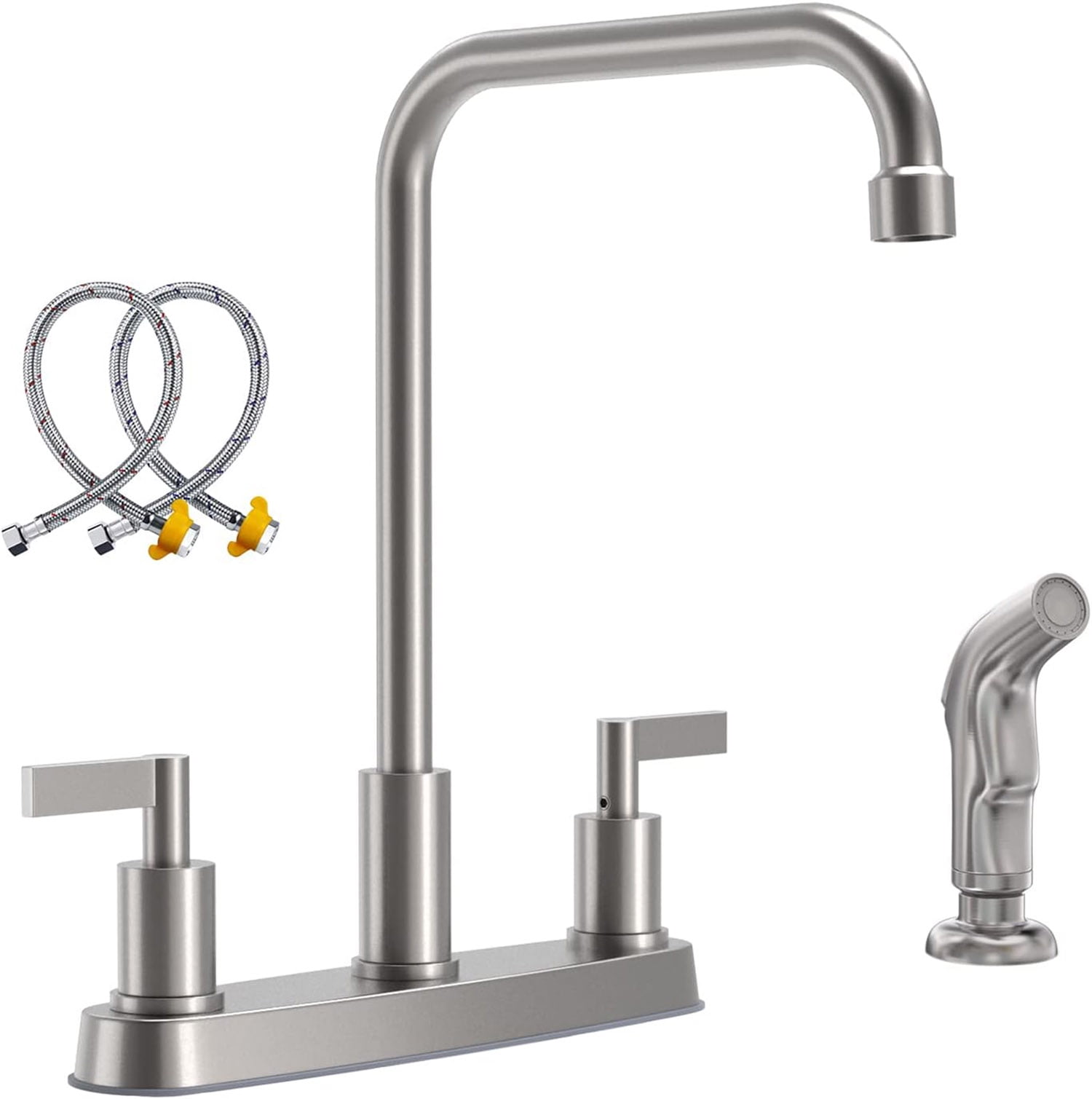 GOWIN Stainless Steel Kitchen Faucet with Side Sprayer, Brushed Nickel