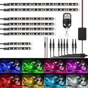 GOWINSEE 8PCS Motorcycle LED Light Kit, Waterproof LED Strip, Multi-Color Atmosphere Lights Lamp with 4Key RF Wireless Remote for Harley Davidson Honda Kawasaki Suzuki