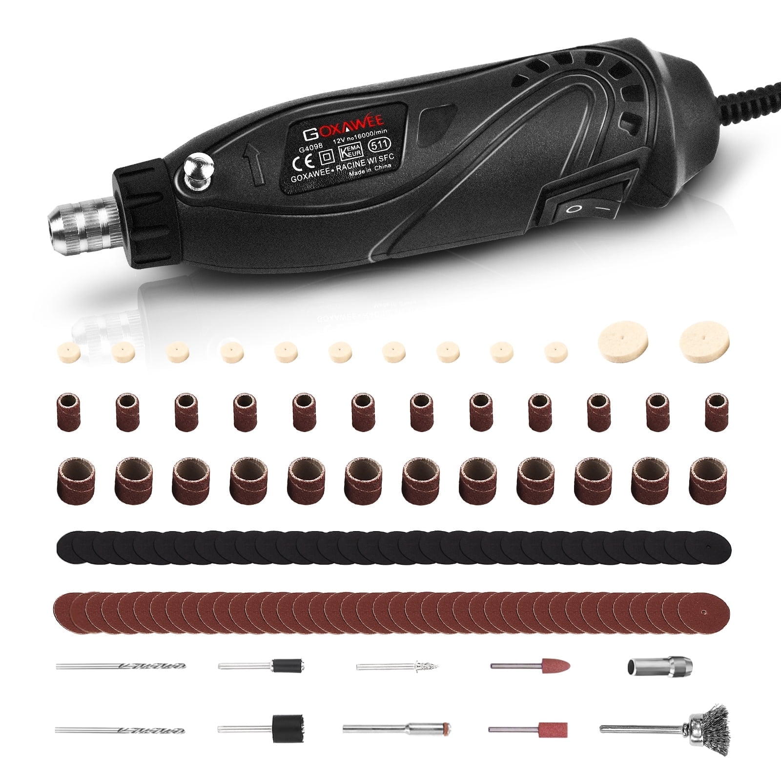 GOXAWEE 18W Mini Corded Rotary Tool Kit, 115 Accessories for