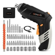 GOXAWEE Cordless Electric Screwdriver with Pivoting Handle, LED Light and 46pcs Bit Set, 3.7V, 2000mA