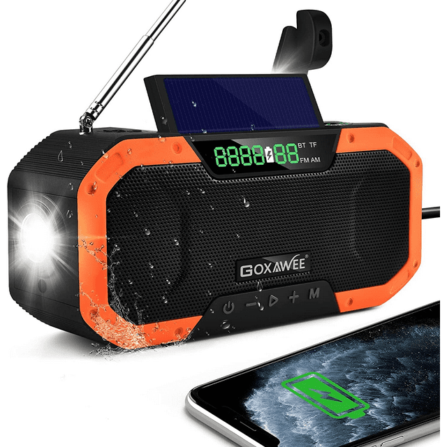 GOXAWEE 5000mAh Solar Hand Crank Emergency Radio, AM/FM/NOAA Alert ...