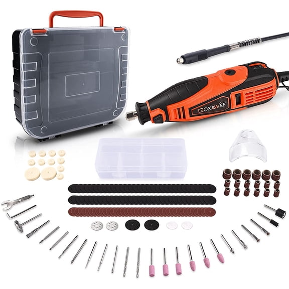 GOXAWEE Rotary Tool Kit with MultiPro Keyless Chuck and Flex Shaft -140pcs Accessories Variable Speed Electric Drill Set for Handmade Crafting Projects and DIY Creations