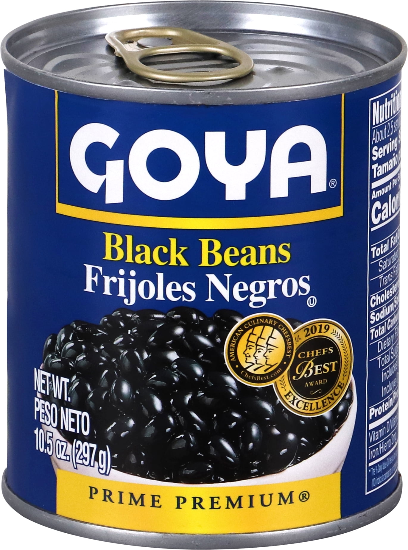 GOYA Black Beans 10.5 oz Can - Gluten Free, Cholesterol Free, Low Fat