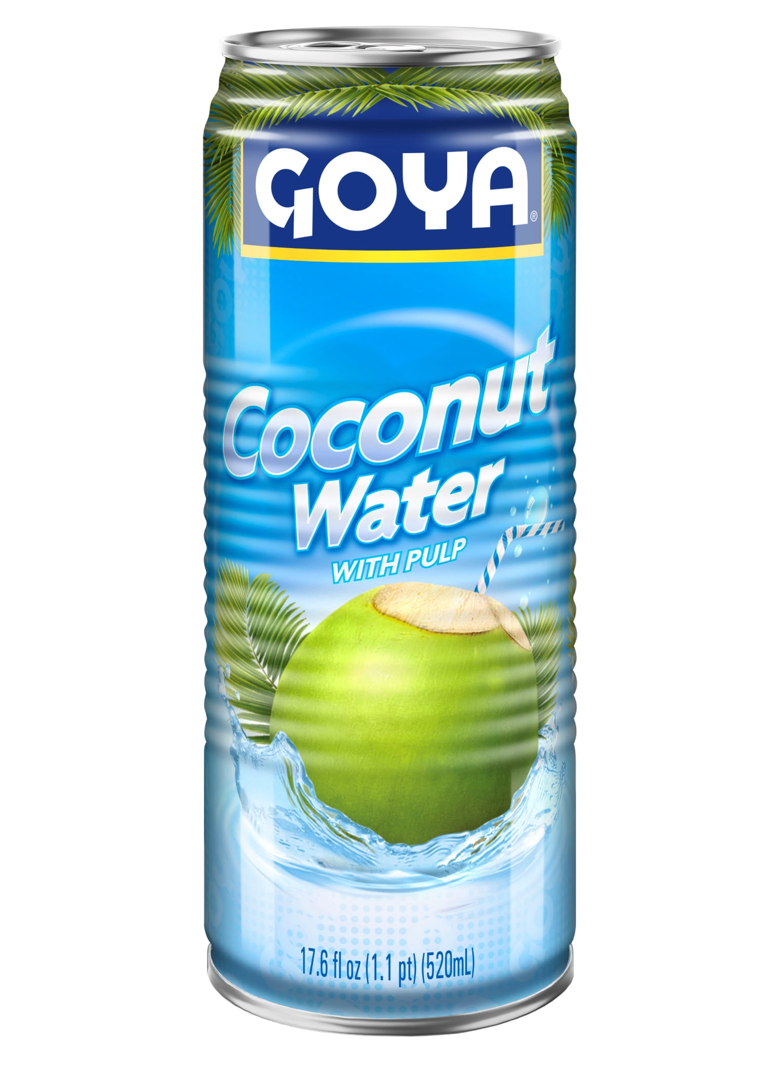 GOYA Coconut Water with Pulp, 17.6 fl oz Can, Tropical Beverage