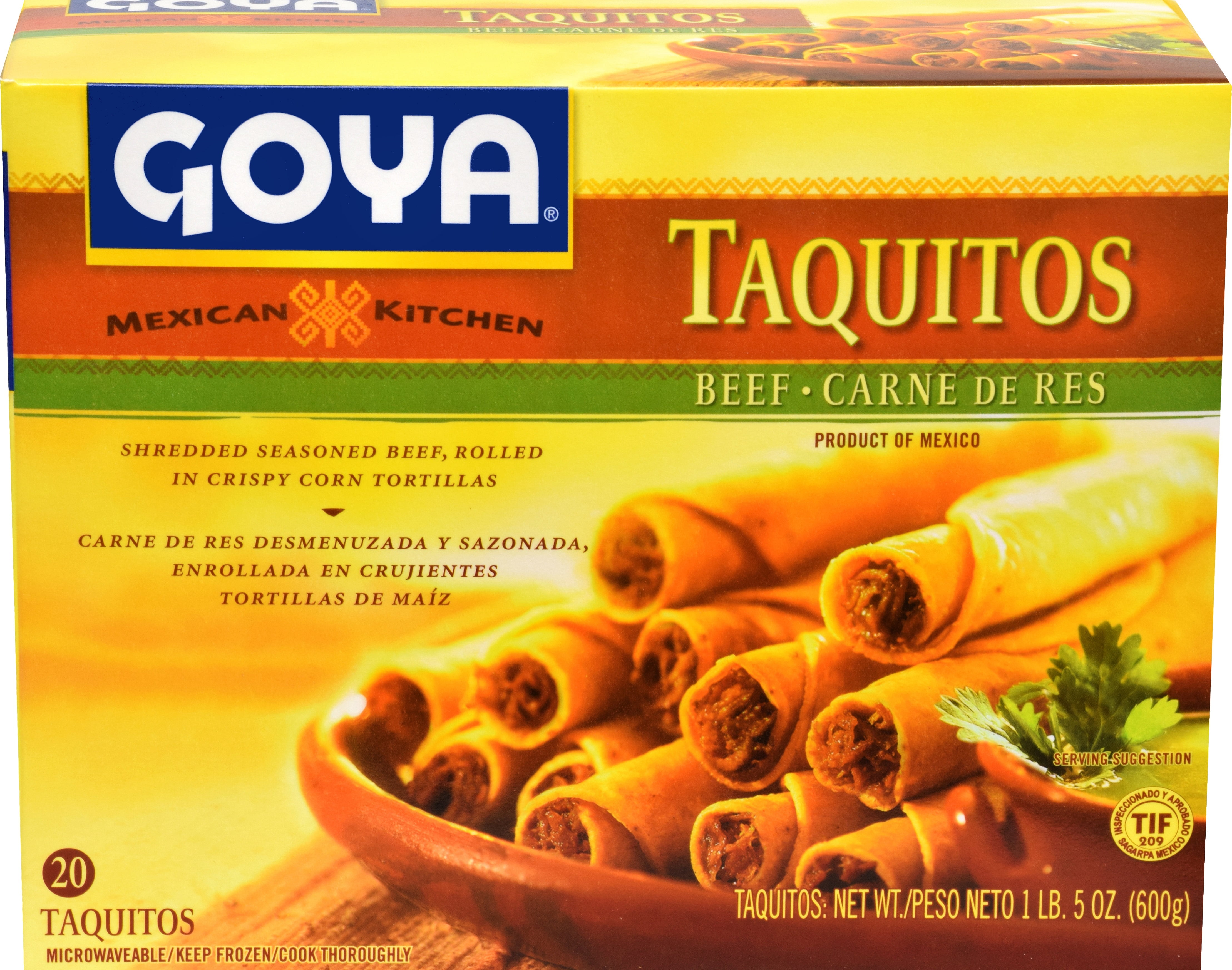 GOYA Frozen Beef Taquitos 1lb 5oz, 20 Count