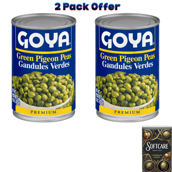 GOYA Green Pigeon Peas (Gandules) 15 oz Can ( Includes One Tissue Pack )