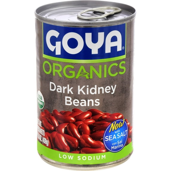 GOYA Organics Dark Kidney Beans Low Sodium, 15.5 oz