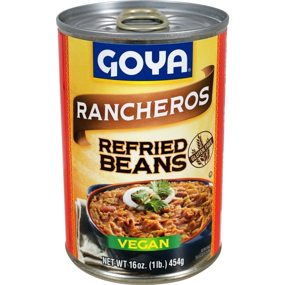 GOYA Rancheros Refried Pinto Beans, Vegan, 16 Oz