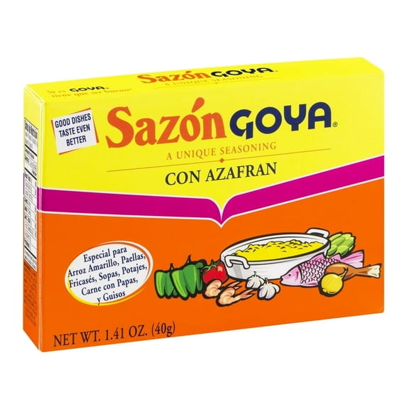 GOYA Sazon with Azafran Seasoning Mix, 8 Packets, 1.41 oz Box..