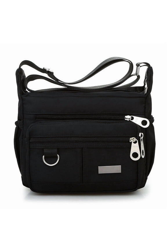Multi-pocket crossbody bag for women, nylon, shoulder messenger travel handbag with adjustable strap