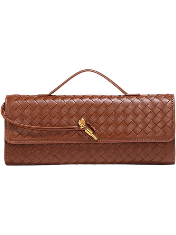 Woven Handbag for Women Fashion Evening Shoulder Bag PU Leather Handmade Clutch Purse Casual Crossbody Bags 2024