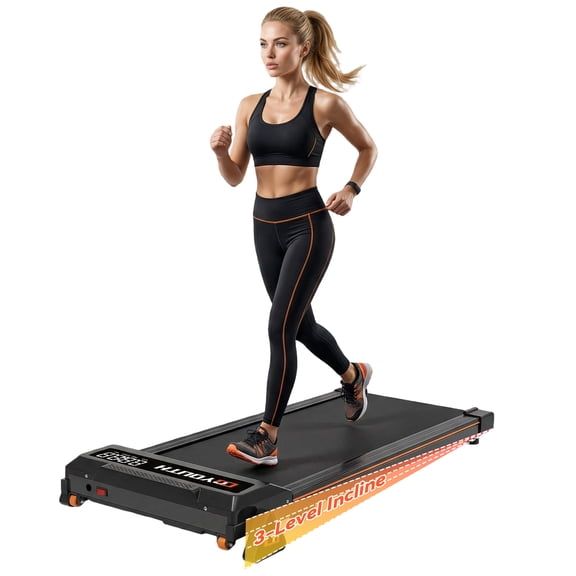 GOYOUTH 2.25HP Ultra-Slim Under Desk Treadmill with Manual Incline, Compact Walking Pad with Integrated Cord, Space-Saving Portable Running Machine, Quiet Slim Fitness for Home Office & Small Spaces