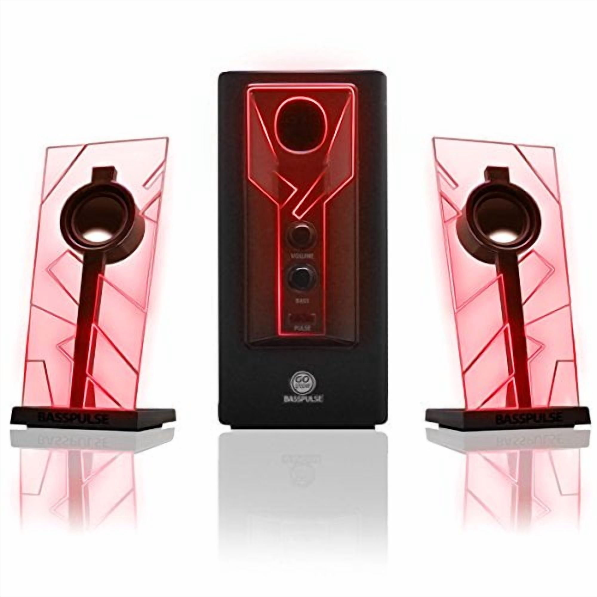 GOgroove BassPULSE Red LED Computer Speaker System with Powered Subwoofer for Desktops , Laptops , Tablets , MP3 Players , Home Theaters & More