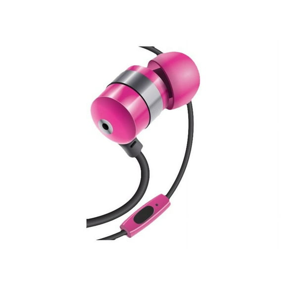 GOgroove audiOHM HF Stereo Earbuds with Hands-Free Microphone, Noise Isolation and Included Velvet Carrying Bag, Pink