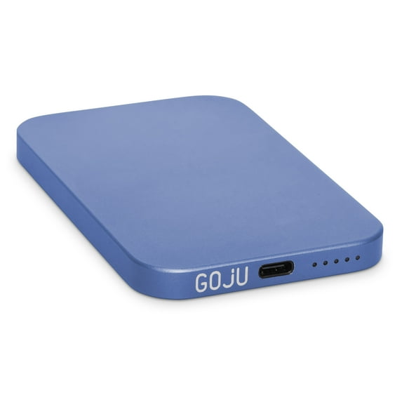 GOjU Slim Power Bank – Fast Charging 20W, Wireless Charging, Magnetic Attachment – 5000mAh Battery - Portable Charger Compatible with MagSafe & Qi-Enabled iPhone 15/13/14/12 Pro/Plus/Pro Max