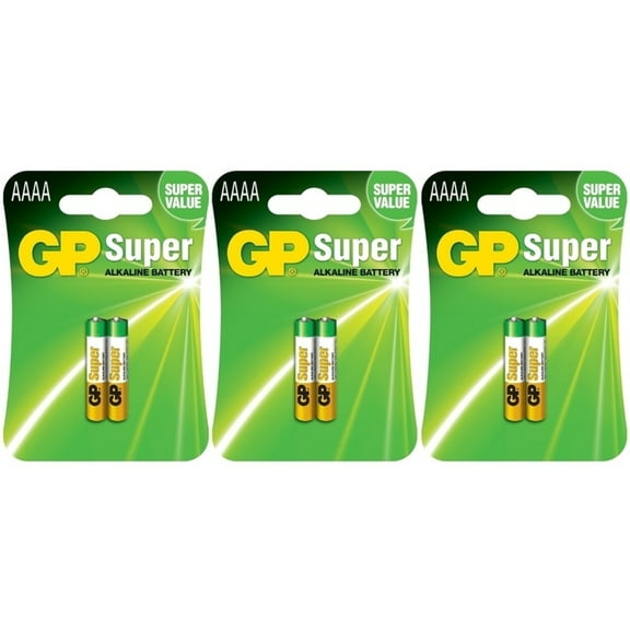 GP AAAA 6 Pack Super Fresh Super Alkaline 1.5V Batteries LR61 MN2500 EN96 3x2