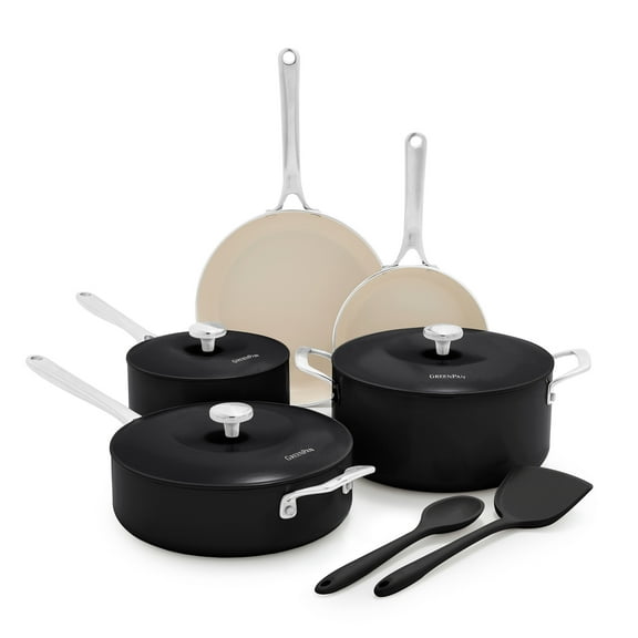 GreenPan Balance 10-Piece Ceramic Nonstick Cookware – Toxin-Free, Dishwasher & Oven Safe, Black
