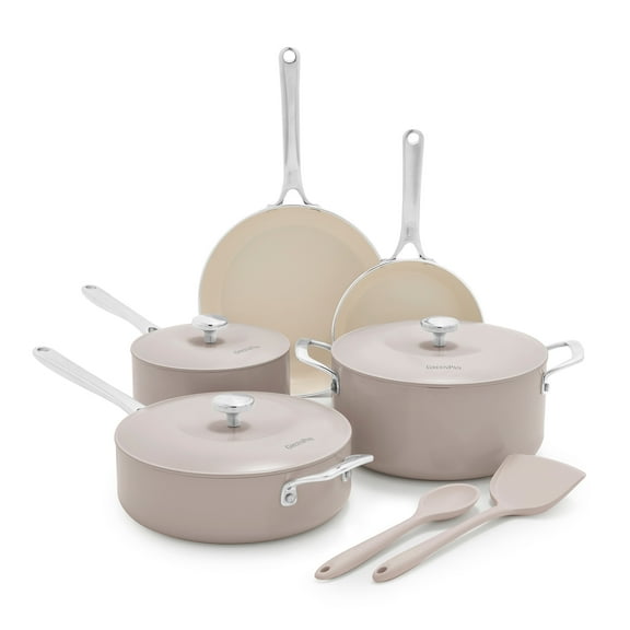 GreenPan Balance 10-Piece Ceramic Nonstick Cookware – Toxin-Free, Dishwasher & Oven Safe, Taupe