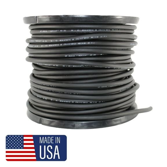 GP Car Audio True 4 AWG 100% OFC Pure Copper Power/Ground Wire Black Lot (1 ft)