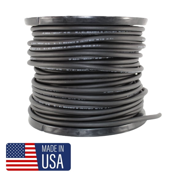 GP Car Audio True 4 AWG 100% OFC Pure Copper Power/Ground Wire Black Lot (10 ft)
