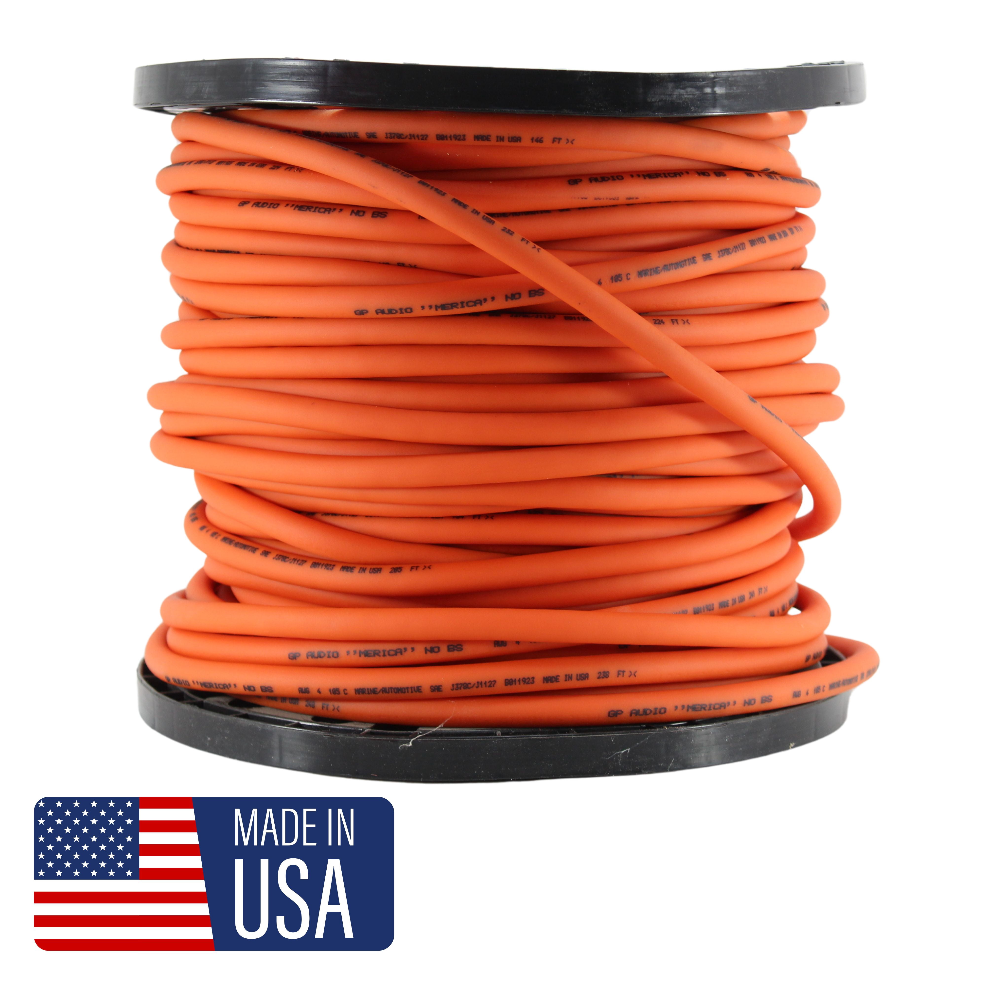 GP Car Audio True 4 AWG 100% OFC Pure Copper Power/Ground Wire Orange Lot (50 ft)