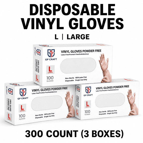 GP Craft Clear Vinyl Disposable Gloves Latex Free Powder Free Comfortable Daily Protection