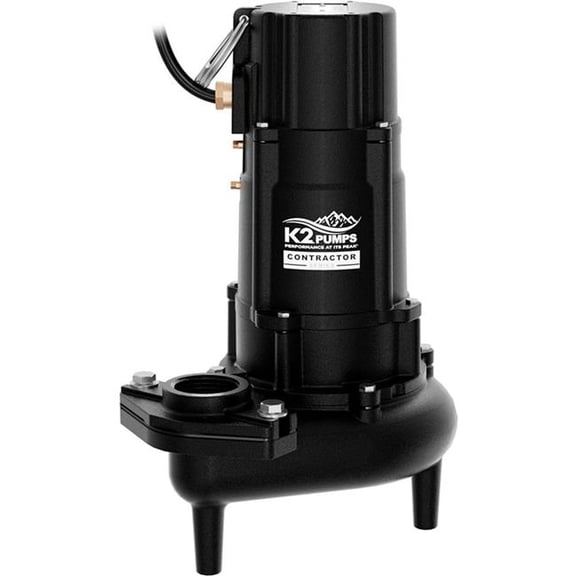 GP Enterprises B3191270 Contractor Series Sewage Pump Cast Iron Base, 1 HP 183 GPM - Black