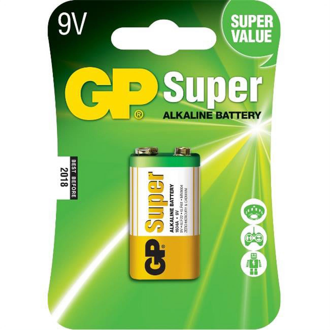 GP GP1604A-5U1 9V Super Alkaline Batteries