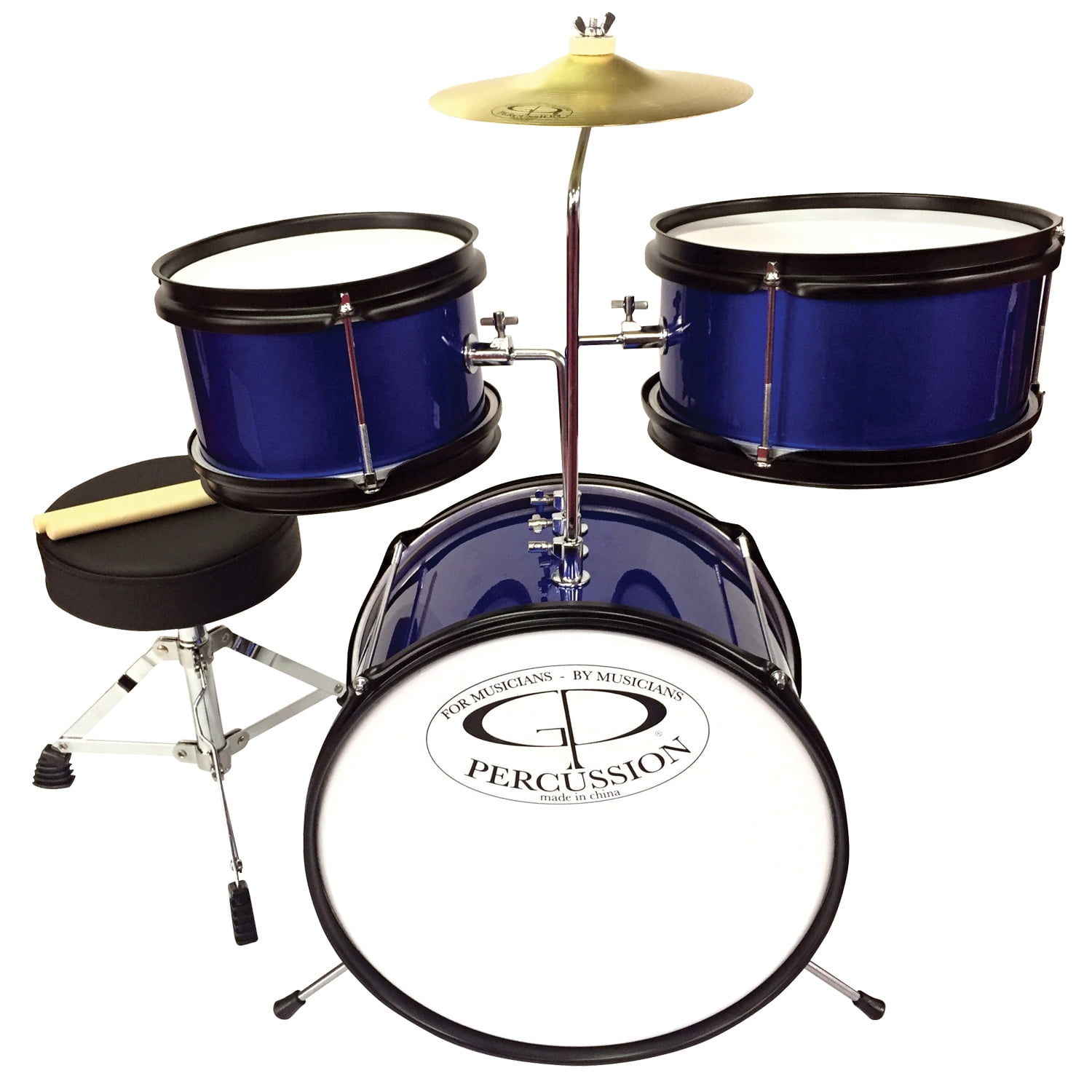 GP Percussion GP40BL 3Piece Promotional Junior Drum Set in Blue