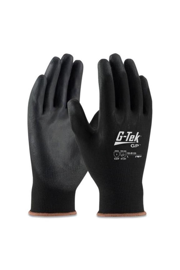 GP Polyurethane-Coated Nylon Gloves, Black - Extra Large