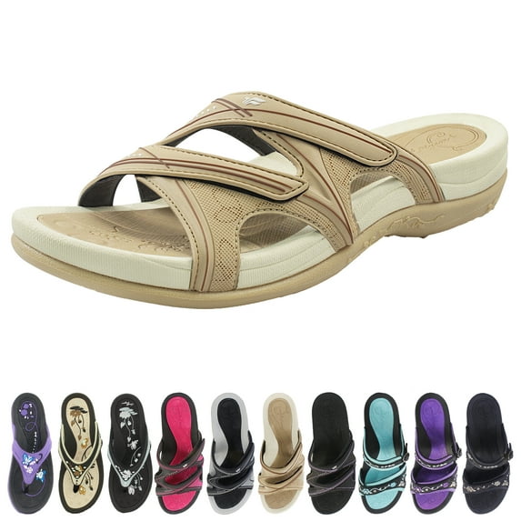 GP Signature Slide Sandals for Women: 7534 Tan-22, EU41 (US Size 10-10.5)