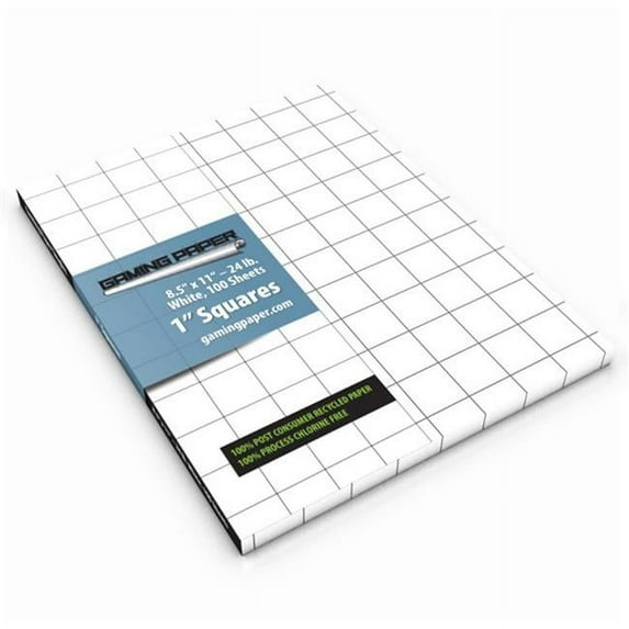 Gaming Paper - Single Sheets With 1-Inch Squares - 100 Sheets Per Pack