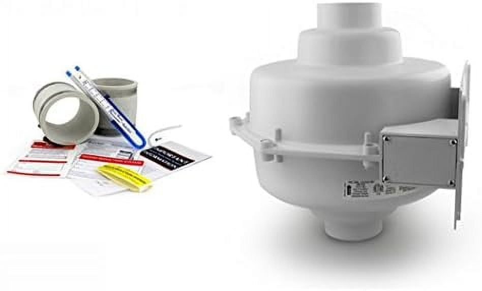 GP501 Radon Fan & Install Kit Two 3"X3" White Couplings & UTube