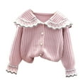 thumbnail image 1 of GPAECEAD 1-8 Years Girls Dress Autumn Winter Toddler Kids Plaid Knitted Sweater Dress Set Baby Girls Coat Tops+Skirt Set Pink, 1 of 3