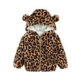 thumbnail image 1 of GPAECEAD 1-8Years Toddler Girls Winter Leopard Print Fleece Coat Kids Hooded Faux Fur Jacket Baby Warm Outwear Brown, 1 of 9