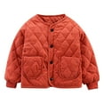 thumbnail image 1 of GPAECEAD 2-8 Years Girl's Cropped Puffer Jacket Bomber Quilted Lightweight Jacket Casual Button Down Varsity Jacket Coat with Pockets Orange, 1 of 5