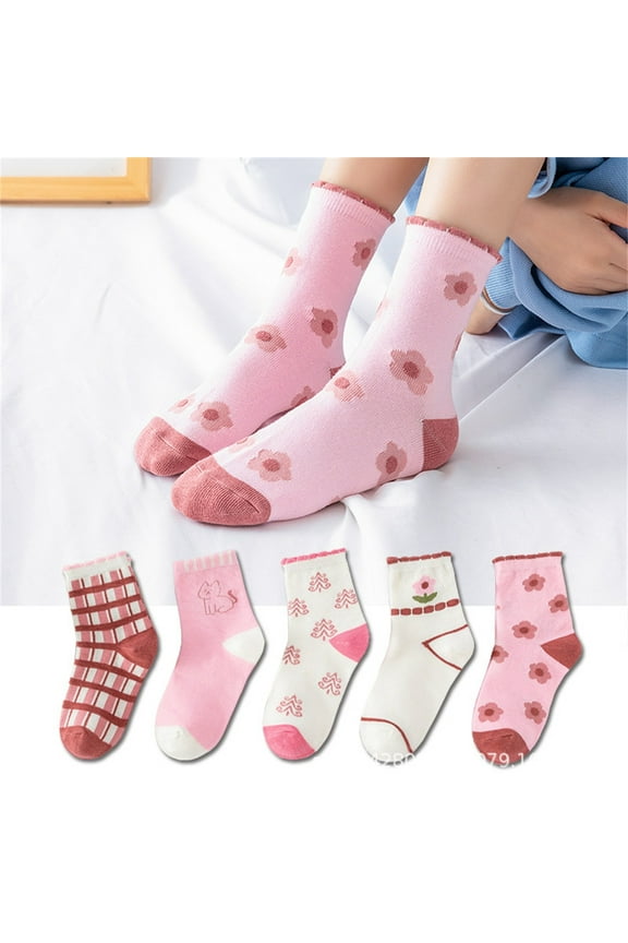 5PC Little Big Boys Cotton Dress Socks Crew Casual Dino Fun 2024 Spring Autumn Winter School Daily