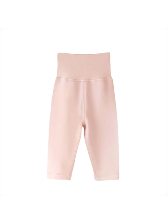 Baby Boys Footed Pants with High Waist Soft Cotton Baby Pants Pink