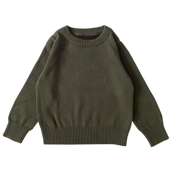 GPAECEAD Baby Toddler Boys Sweater Girls Knit Pullover Sweatshirt Kids Long Sleeve Crew Neck Solid Casual Tops Olive Green