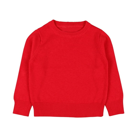 GPAECEAD Baby Toddler Boys Sweater Girls Knit Pullover Sweatshirt Kids Long Sleeve Crew Neck Solid Casual Tops Red
