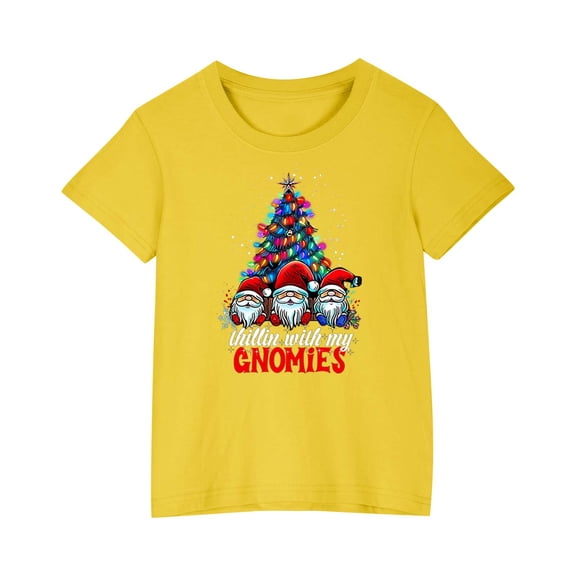 GPAECEAD Boys And Girls Christmas Fashion Cute Printed Casual Short Sleeved Cotton Top