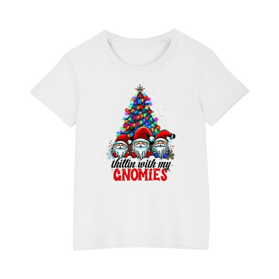 GPAECEAD Boys And Girls Christmas Fashion Cute Printed Casual Short Sleeved Cotton Top