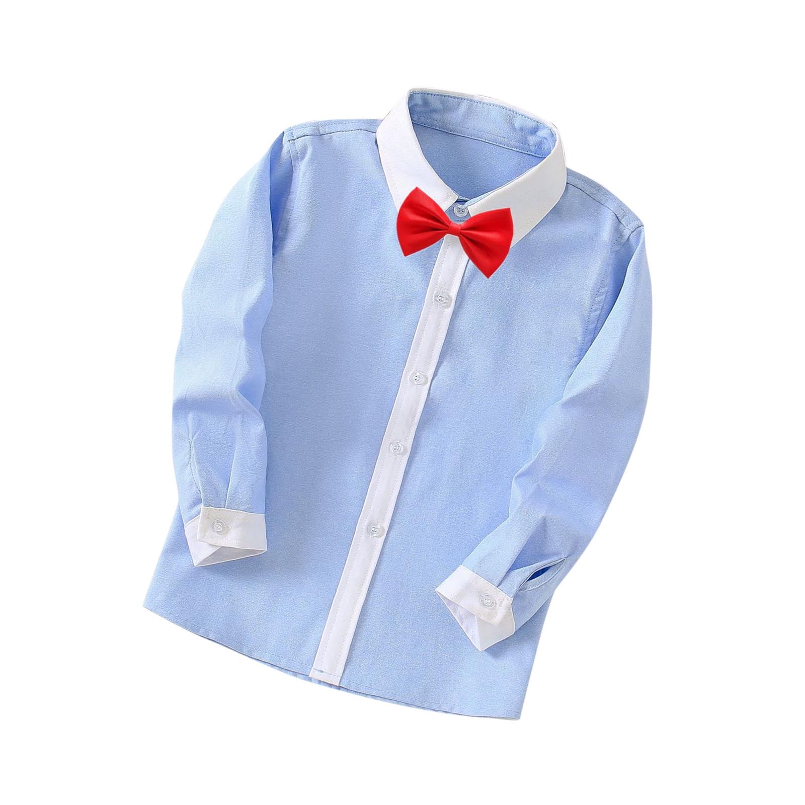 light blue dress shirt with red tie Men's Blue Dress Shirt Set with Tie and Handkerchief 18 36/37 / Blue