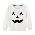 thumbnail image 1 of GPAECEAD Boys Girls Halloween Sweatshirt Toddler Pumpkin Face Long Sleeve Shirt Kids Skeleton Top Clothes 2-10Years White, 1 of 5
