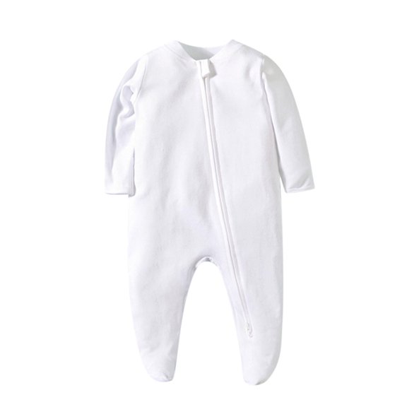 GPAECEAD Boys Girls Romper Solid Color Crawling Suit Long Jumpsuit Summer Jumpsuit Newborn Pajamas White