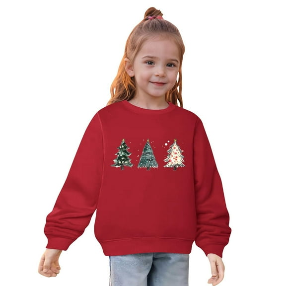 GPAECEAD Christmas Sweatshirt Children Boys and Girls Casual Winter Pullover Tops Letter Print Long Sleeve Crewneck Shirts
