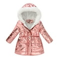 thumbnail image 1 of GPAECEAD Girl's Long Winter Warm Parka Sherpa Trimmed Collar Puffer Ski Jacket Coat Rose Gold, 1 of 8