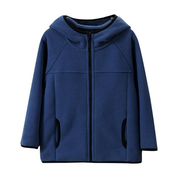 GPAECEAD Girls Boys and Toddlers Polar Fleece Full-Zip Mock Jacket With Pockets for Children 4-14 Years Dark Blue