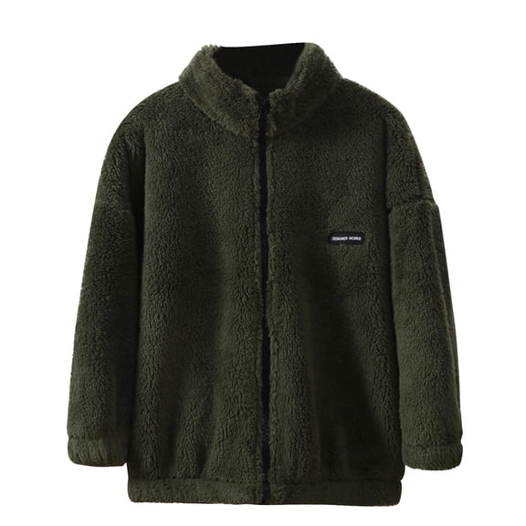 GPAECEAD Girls Boys and Toddlers Polar Fleece Full-Zip Mock Jacket With Pockets for Children 4-14 Years Olive Green