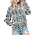 thumbnail image 1 of GPAECEAD Girls Christmas Sweatshirts Cute Xmas Ugly 3D Graphic Print Sweaters Oversized Long Sleeve Round Neck Pullover Tops 1-12 Years Green, 1 of 9